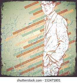 Vintage background with stylish dude.