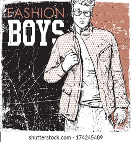 Vintage background with stylish dude.