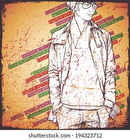 Vintage background with stylish dude.