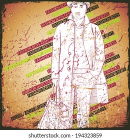 Vintage background with stylish dude.