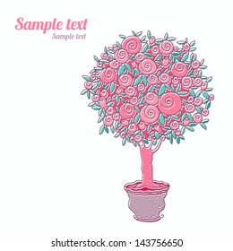 Vintage background with stylized rose tree and space for text - vector