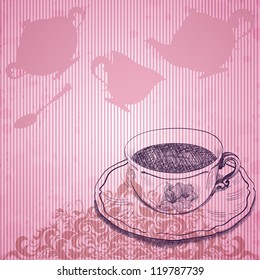 Vintage background with tea cup