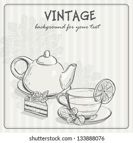 vintage background with tea and the torus