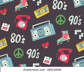 Vintage background with television, telephone and other object