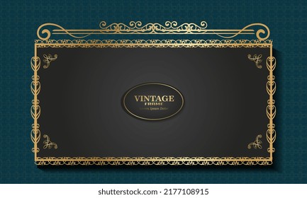vintage background template with golden patterned frame