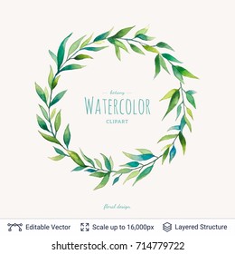 Vintage background template for greeting card. Spring floral frame on white. Vector watercolor style.