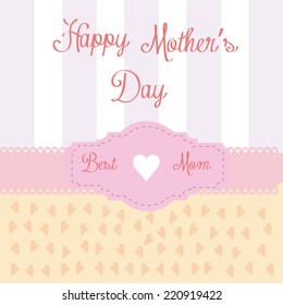 a vintage background with text, stripes and hearts for mother's day