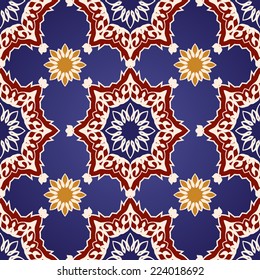 Vintage Background Traditional Ottoman motifs.Decorative colorful seamless pattern in mosaic ethnic style.Vector illustration