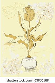 Vintage background with tulip flower