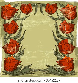 Vintage background with the tulips