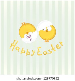 vintage background with two chickens