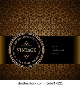 Vintage background, vector gold label, ornamental frame template,eps10