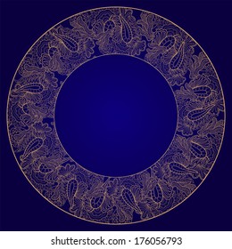 Vintage background, vector gold ornament, decorative round frame