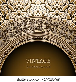 Vintage background, vector gold ornamental template
