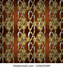 Vintage background. Vector illustration. In simple style. Scribble, sketch, doodle on yellow and brown colors. Hand drawn wallpaper seamless pattern.