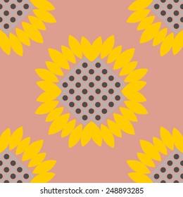 Vintage background  vector illustration. Sunflowers seamless pattern.