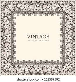 Vintage background, vector ornamental frame template