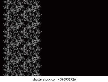 Vintage background. Vector ornate  background with laurel leaves at engraving style.
