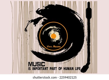vintage background with vinyl record watercolor circles. grunge music illustration for your design, Vinyl record. 