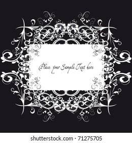 Vintage background with white ornate frame and banner