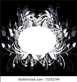 Vintage background with white ornate frame and banner