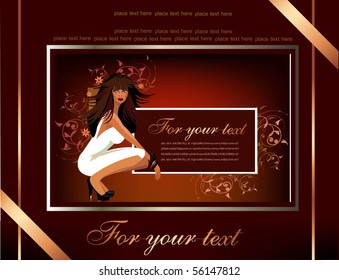 vintage background with young woman