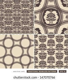 Vintage backgrounds, classic ornament, beautiful seamless pattern, vector wallpaper, floral fashion fabric and wrapping with graphic floral elements, swatch fabric, artistic decoration and design