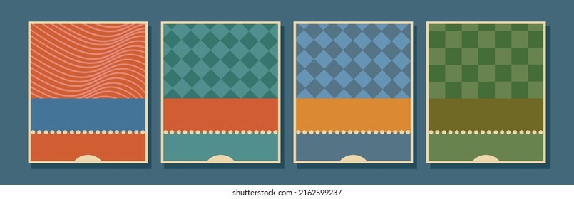 Vintage backgrounds in different colors. Geometric vector patterns used for postcard banners on postcards. Backgrounds in the style of the 90s