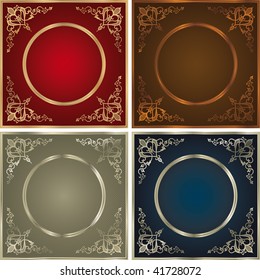 Vintage backgrounds set in four colours variations.