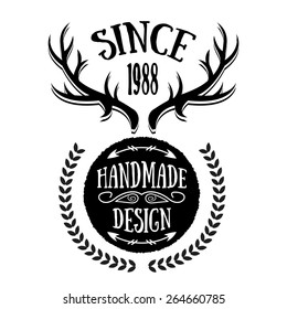 Vintage badge 14. Creative graphic design logo elements. Isolated on white background. Vector illustration.