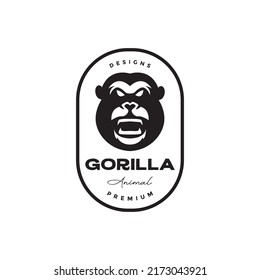 Vintage Badge With Angry Gorilla Monkey Logo Design Vector Graphic Symbol Icon Illustration Creative Idea