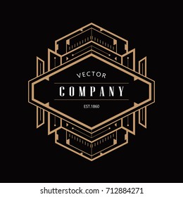 vintage badge art deco logo design vector illustration