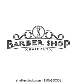 vintage and badge barber shop logo, icon and template