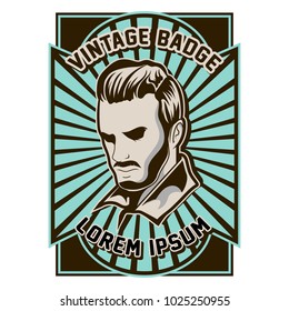 Vintage Badge Barber Shop Vector