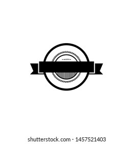 Vintage badge blank circle abstract ribbon logo design  retro-style emblem featuring a circular frame with decorative ribbon accents, perfect for customizable labels, product packaging, brand templat