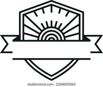 Marca de época en forma de escudo decorativo. Plantilla de etiqueta en blanco