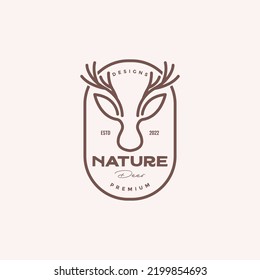 Vintage Badge Deer Horn Logo Design