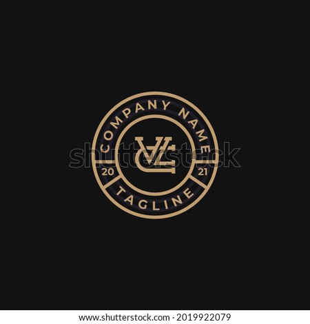 vintage badge design. initial letter vlc cvl logo template.