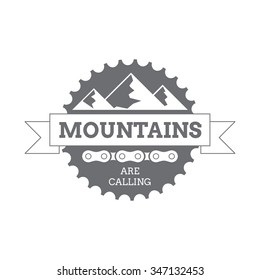 Vintage badge design. Mountains are calling. 