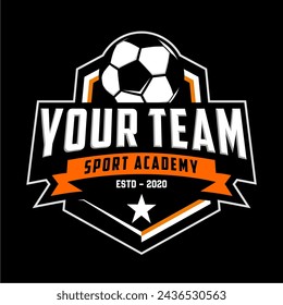 Vintage badge emblem Football soccer sport team club league logo with shield and ball concept icon vector