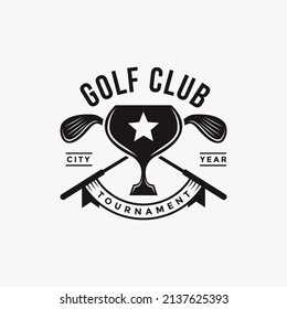 Vintage Badge Emblem Golf Club, Golf Tournament Logo Vector Icon On White Background