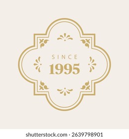 Vintage badge. Emblem logo. Vector template badge. Emblem and badge vintage, decoration logotype parts illustration. Since, established. 1995
