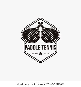Vintage badge emblem Paddle Tennis logo, paddle racket icon vector on white background