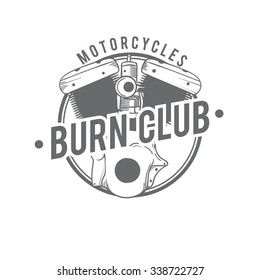 vintage badge engine motorcycle logo. vector. big machine. custom speed shop