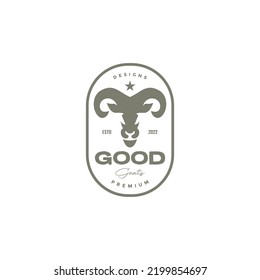 vintage badge with goat skull logo design