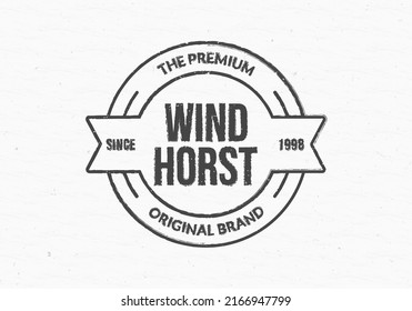 Vintage badge, label or logo. Retro stamp or seal design isolated on the grunge background. Premium product, original brand circle emblem for business and fashion typography. Vector illustration.