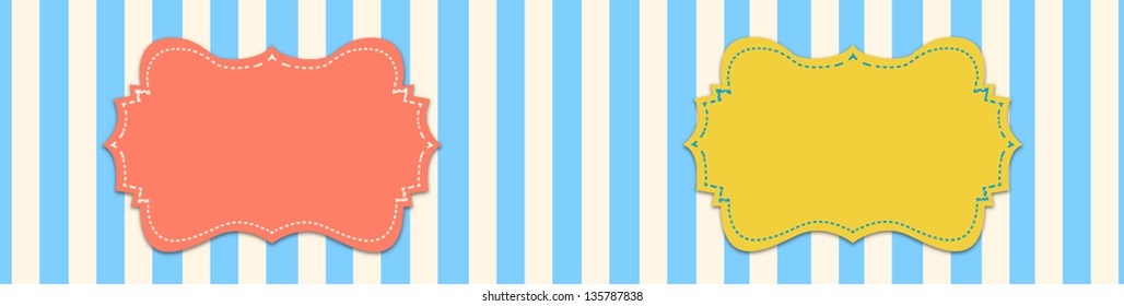 Vintage badge label with stripe background