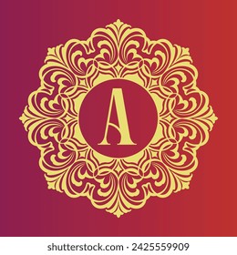 A vintage badge logo design combining monogrammed initials and elegant script typography, reminiscent of ornate coats of arms and heraldic coats of arms