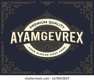 vintage badge logo design with flourishes ornament swirls