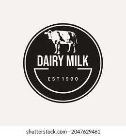 Vintage badge logo vector for dairy